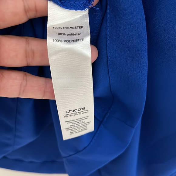 Chicos Womans Royal Blue Layered Look asymmetrical look Sleeveless Top Sz 3 - Picture 6 of 9